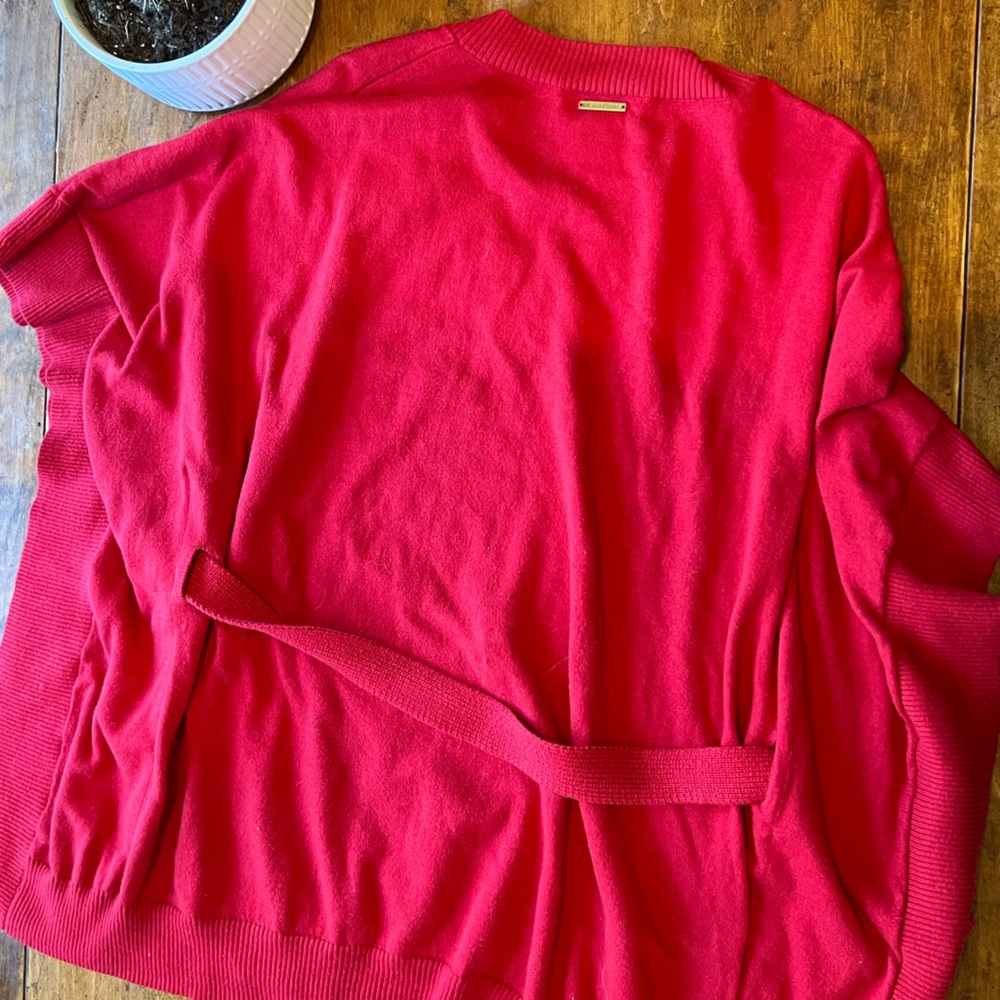 Michael Kors Red Wrap Knit Top L/XL – Long Sleeve Sweater Blouse - Picture 2 of 3